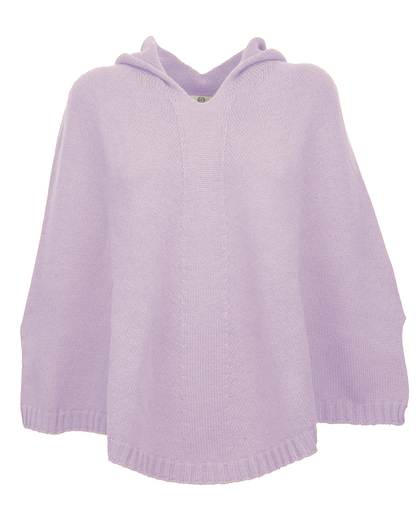 Women's Pure Cashmere Hooded Poncho Lilac