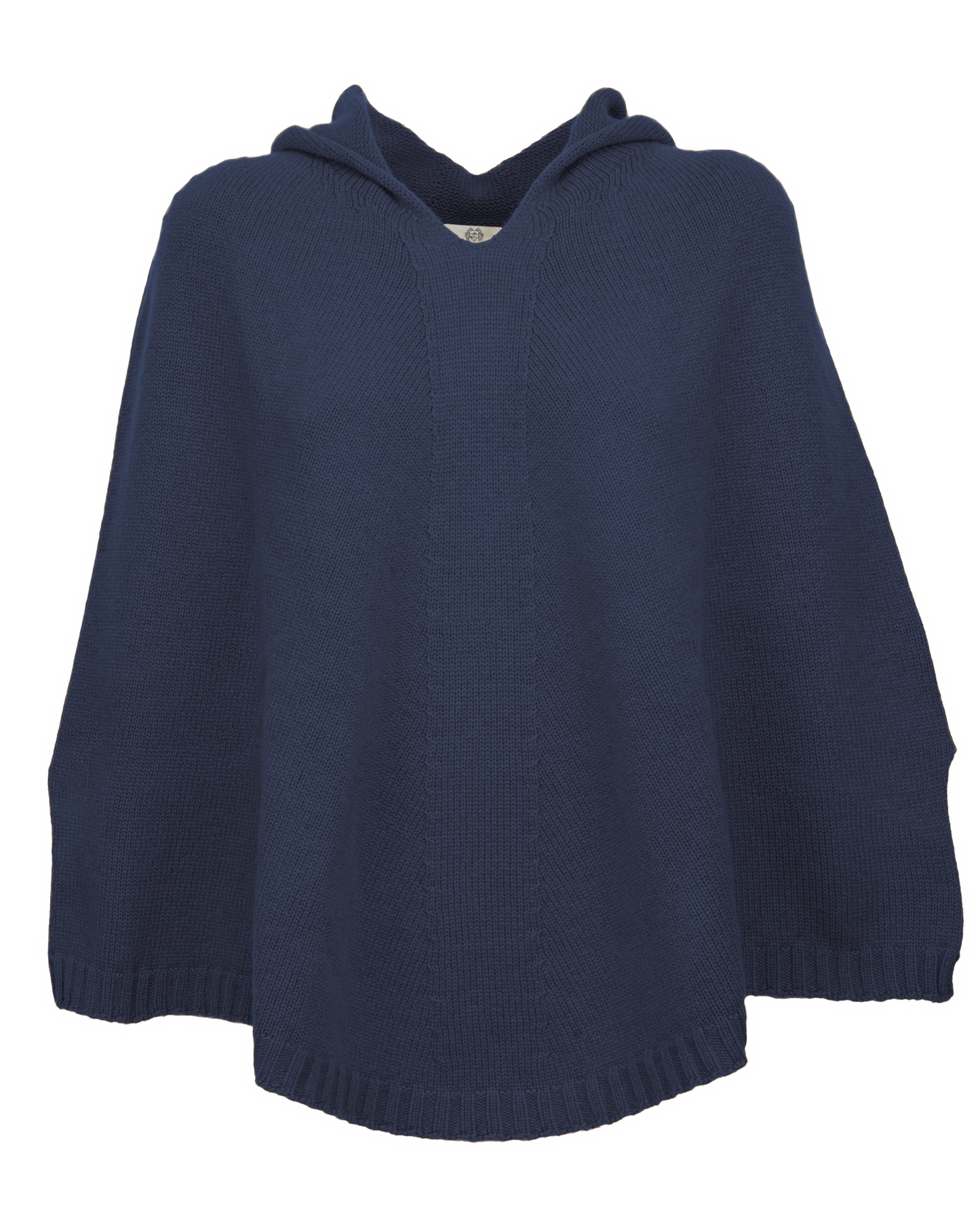 Women's Pure Cashmere Hooded Poncho Blue Melange