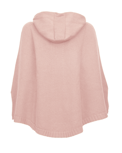 Women's Pure Cashmere Hooded Poncho Old Rose