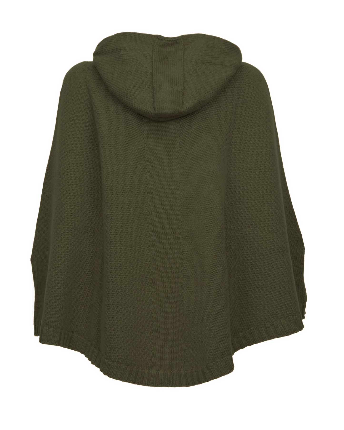 Women's Pure Cashmere Hooded Poncho Olive Green
