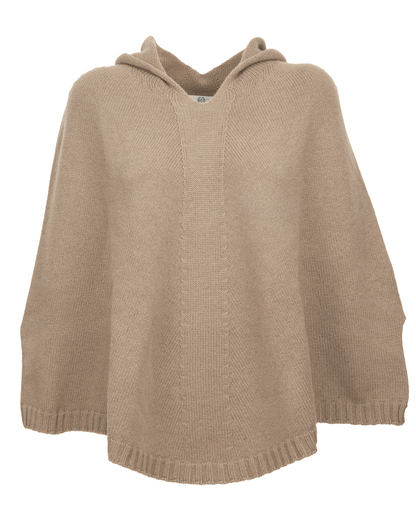 Women's Pure Cashmere Hooded Poncho Taupe