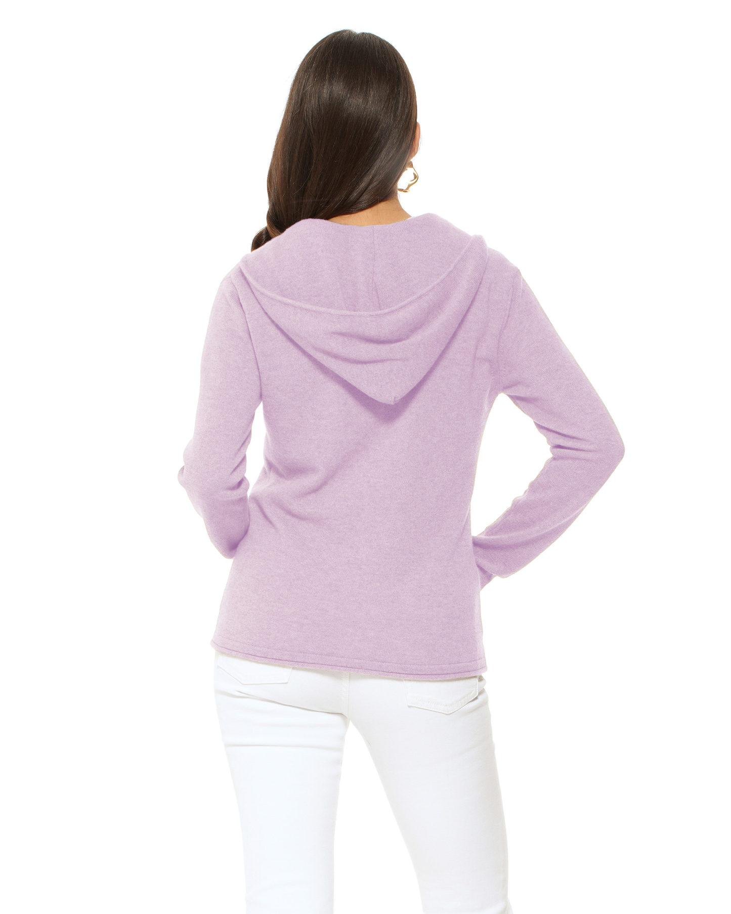 Women's Pure Cashmere Double Zip Hoodie Sweater Lilac