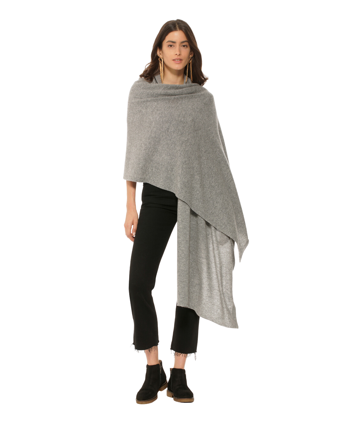 Monticelli Women's Pure Cashmere Wrap Medium Grey 3