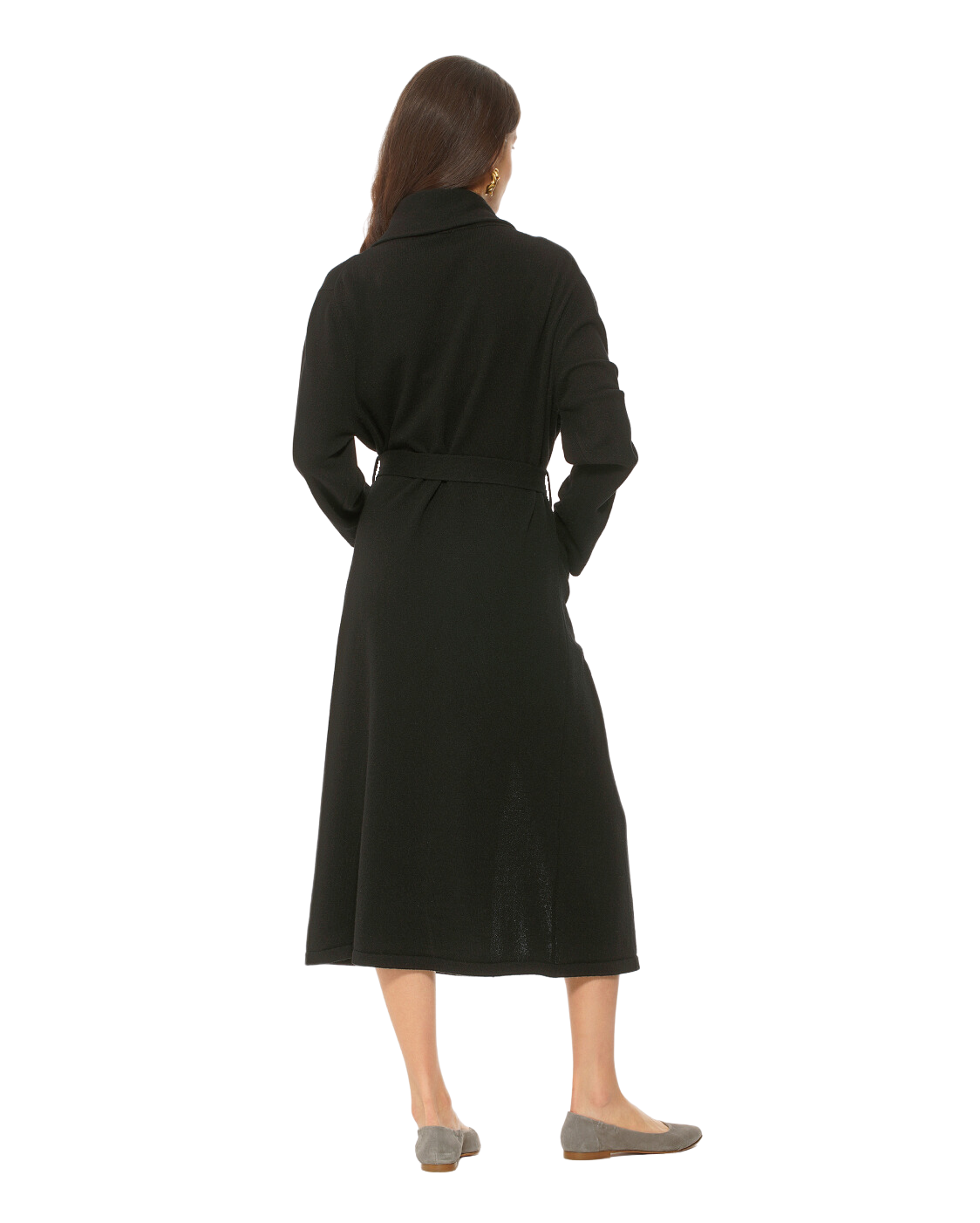 Women's Pure Cashmere Knit Robe, Black Color