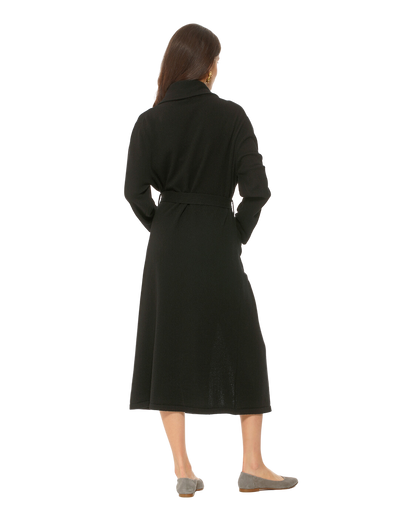 Women's Pure Cashmere Knit Robe, Black Color