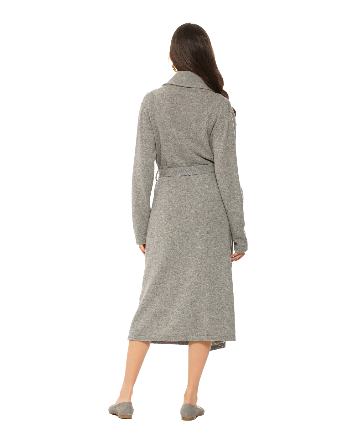 Women's Pure Cashmere Knit Robe, Medium Grey Color