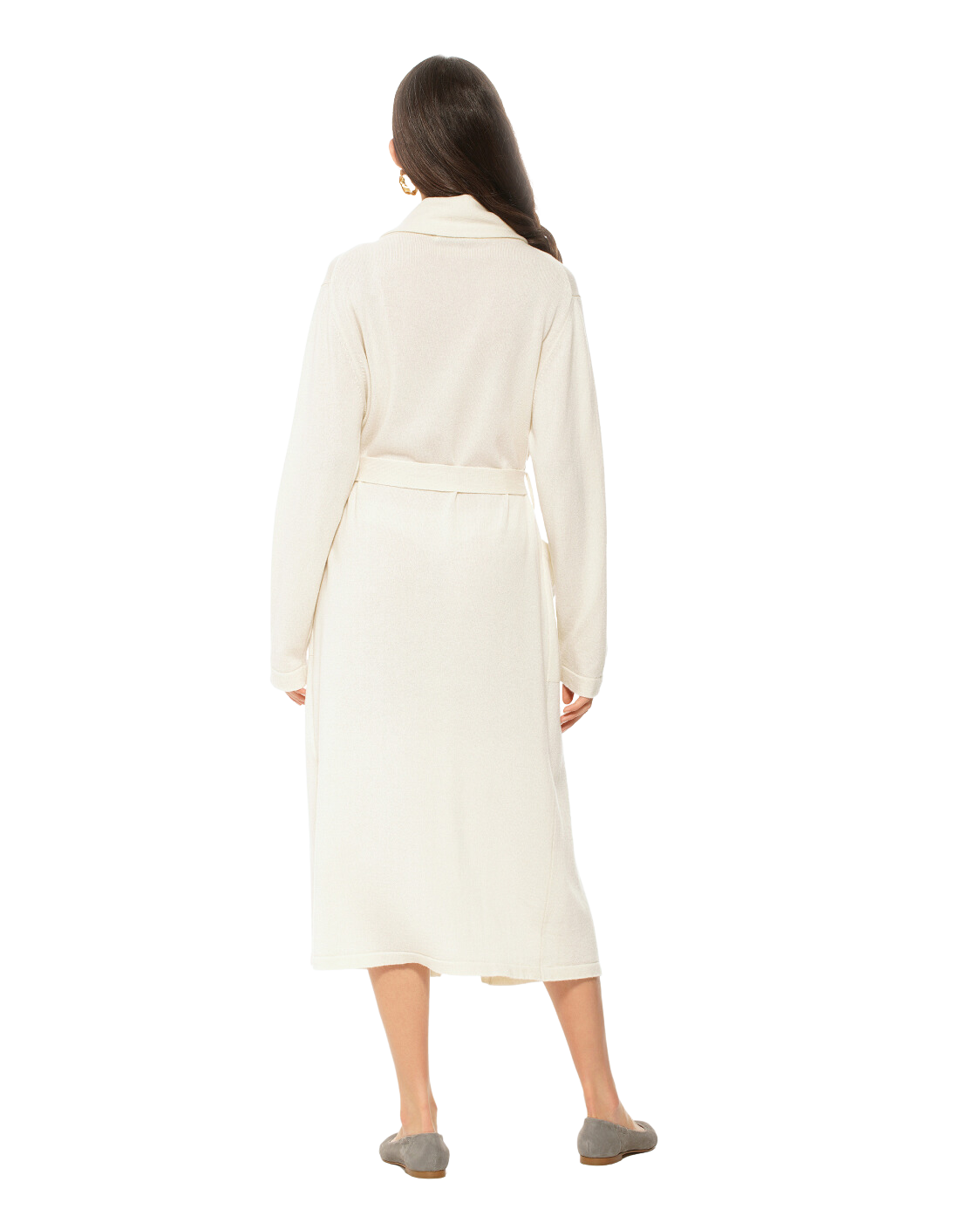 Women's Pure Cashmere Knit Robe, Milk White Color