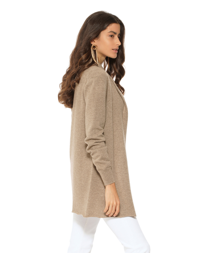 Monticelli Pure Cashmere Open Front Cardigan Taupe 3