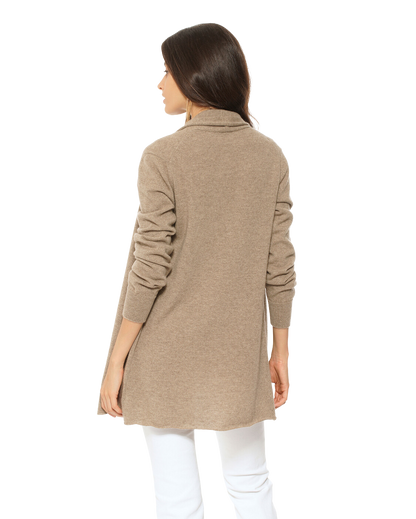 Monticelli Pure Cashmere Open Front Cardigan Taupe 4