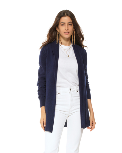 Monticelli Pure Cashmere Open Front Cardigan Blue 5