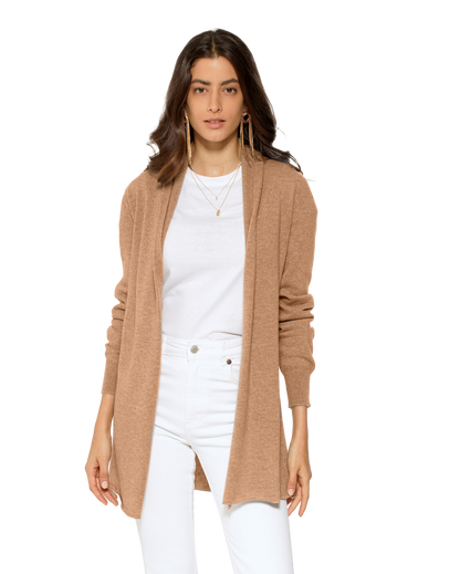 Monticelli Pure Cashmere Open Front Cardigan Camel 1