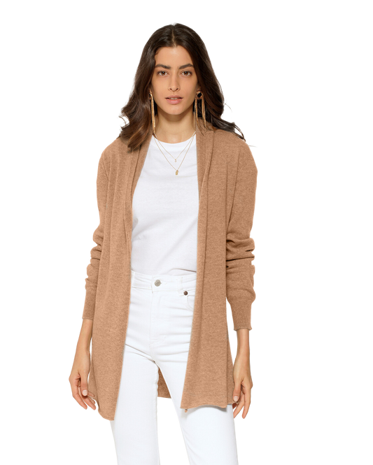 Monticelli Pure Cashmere Open Front Cardigan Camel 1