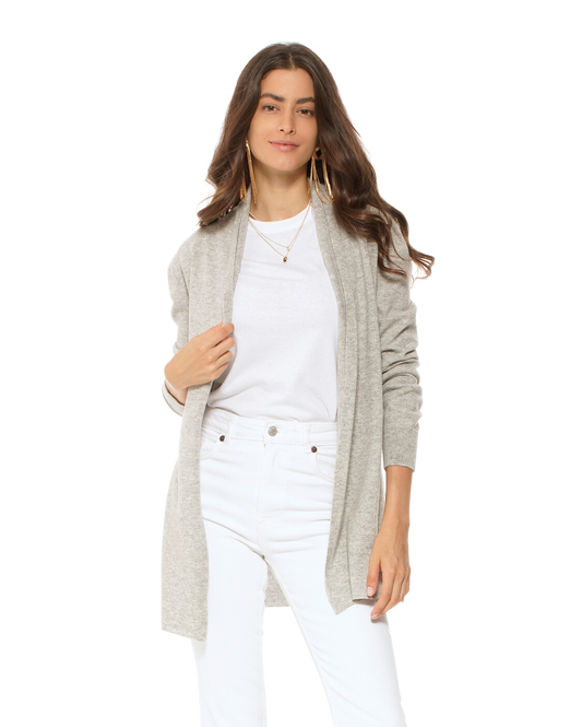 Monticelli Pure Cashmere Open Front Cardigan Light Grey 1