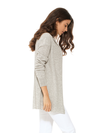 Monticelli Pure Cashmere Open Front Cardigan Light Grey 2