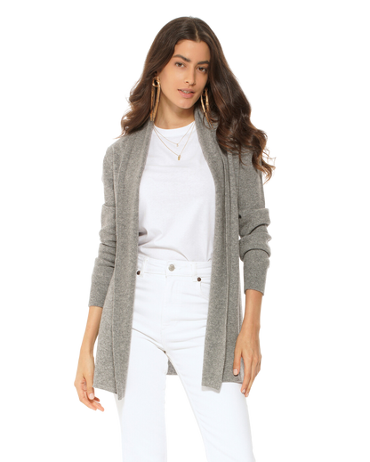 Monticelli Pure Cashmere Open Front Cardigan Medium Grey 1