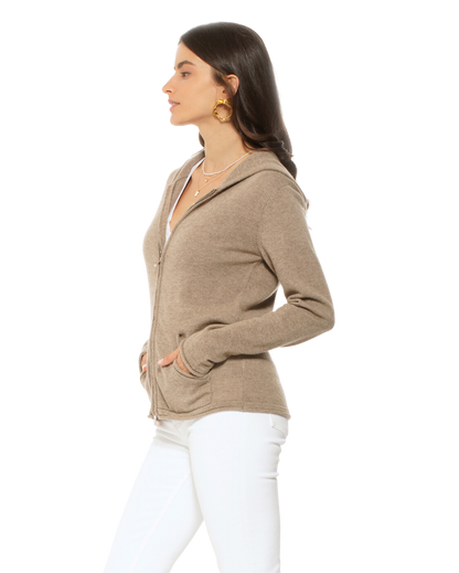 Monticelli Women's Pure Cashmere Hoodie Sweater Camel  3