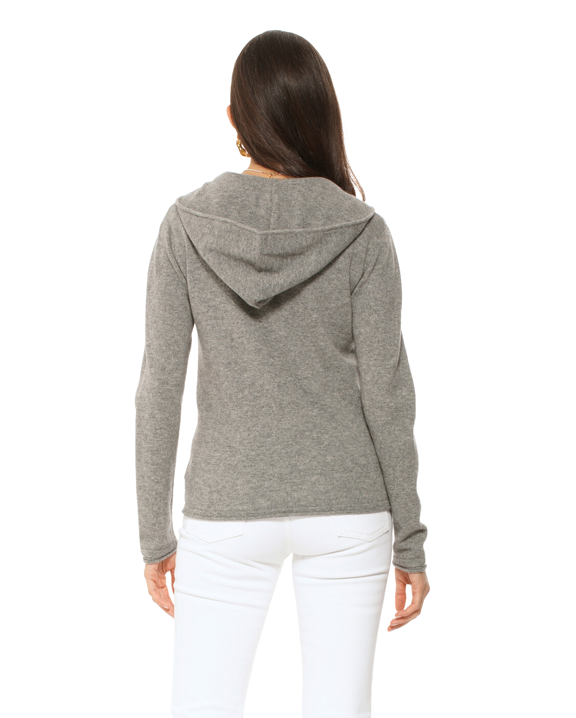 Monticelli Women's Pure Cashmere Hoodie Sweater Medium Grey 3