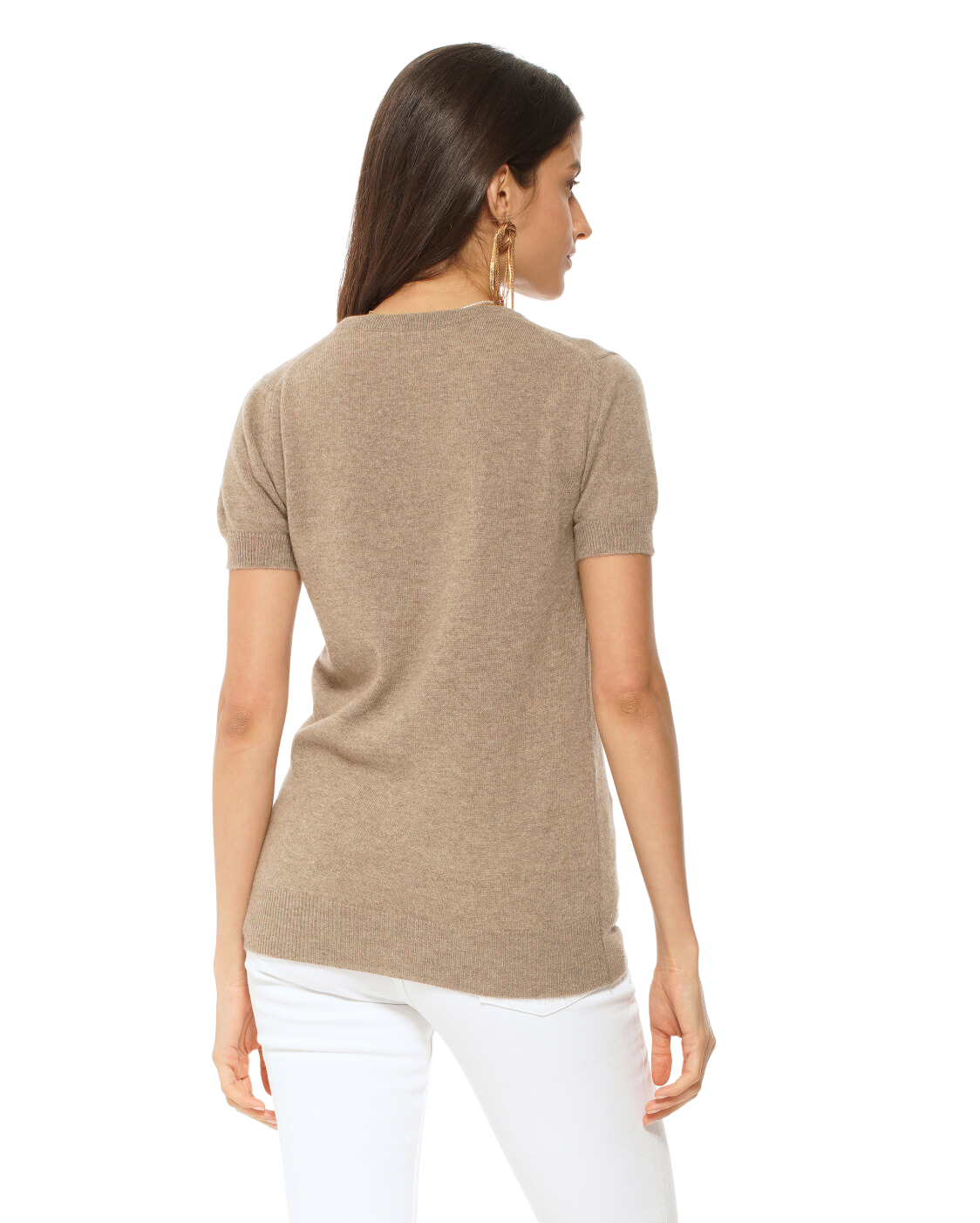 Monticelli Women's Pure Cashmere T-Shirt Taupe 3