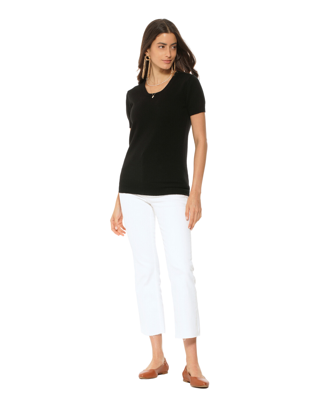 Monticelli Women's Pure Cashmere T-Shirt Black 4