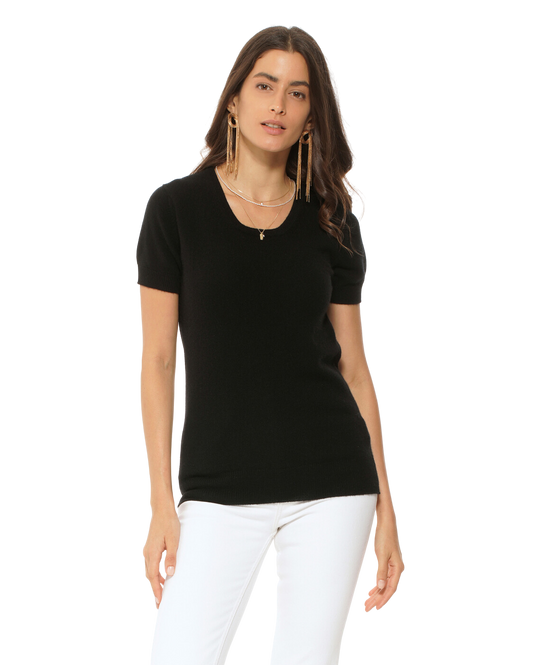 Monticelli Women's Pure Cashmere T-Shirt Black 1