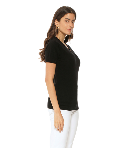 Monticelli Women's Pure Cashmere T-Shirt Black 2