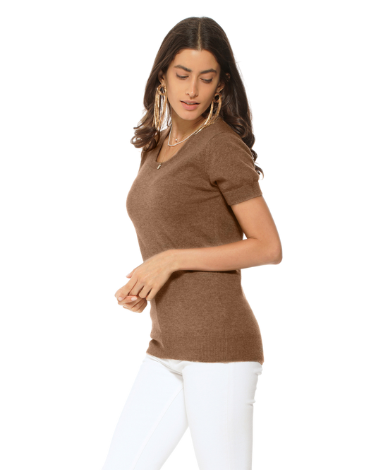 Monticelli Women's Pure Cashmere T-Shirt Brown 1