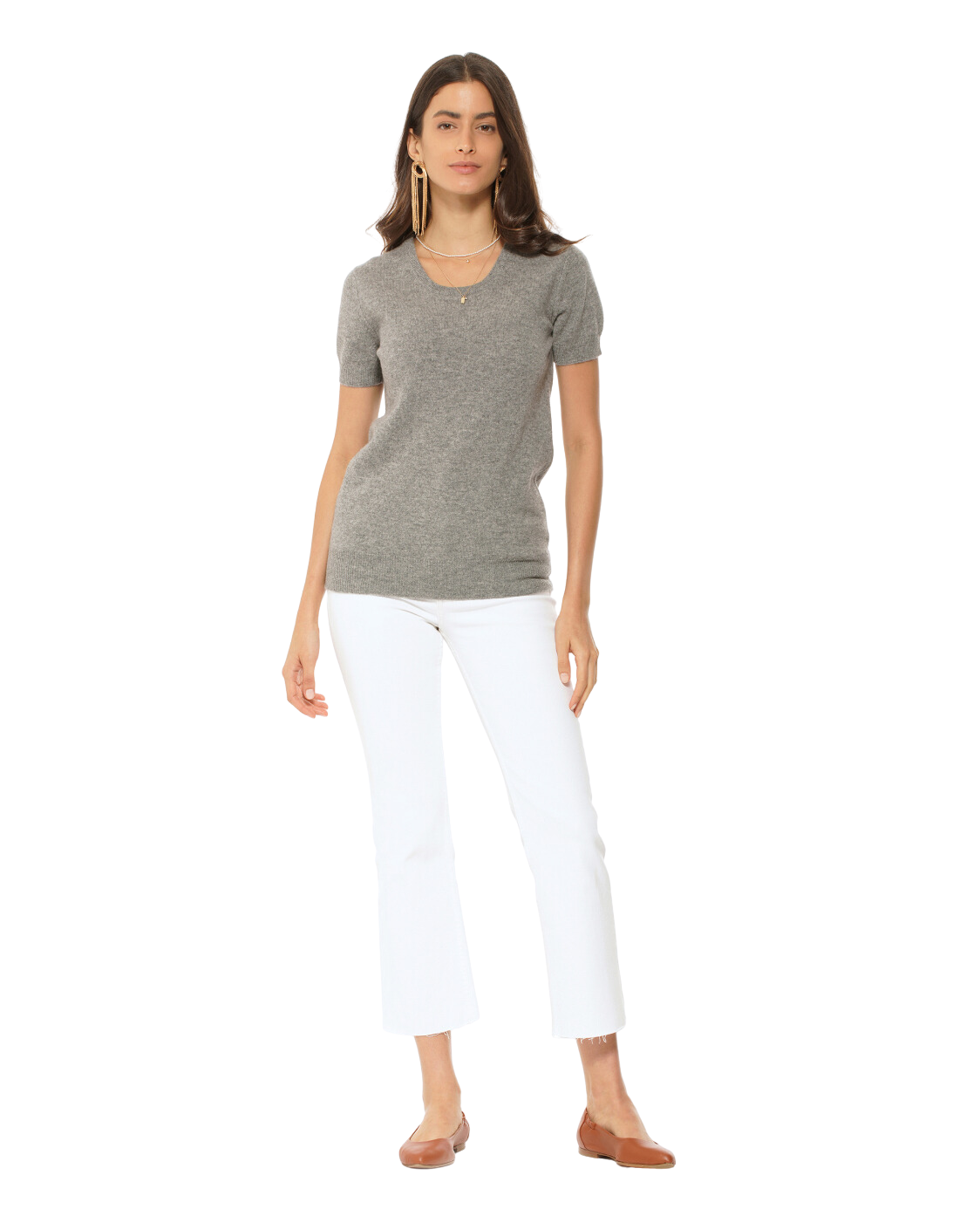 Monticelli Women's Pure Cashmere T-Shirt Medium Grey 4