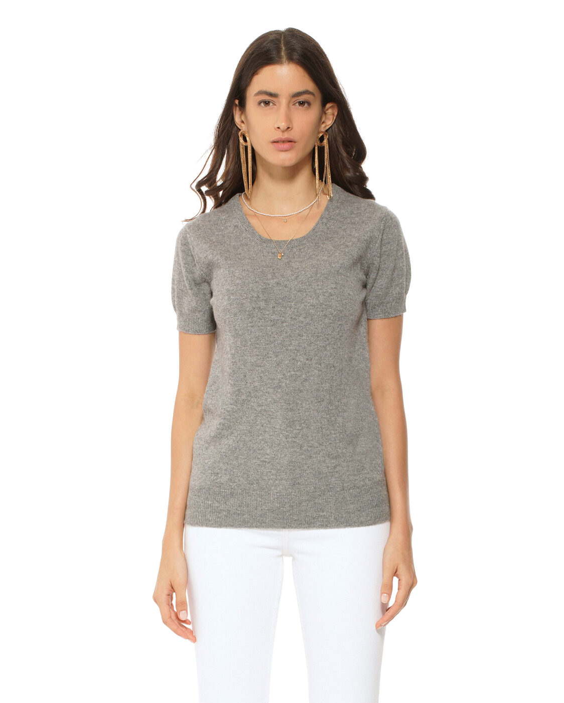 Monticelli Women's Pure Cashmere T-Shirt Medium Grey 1