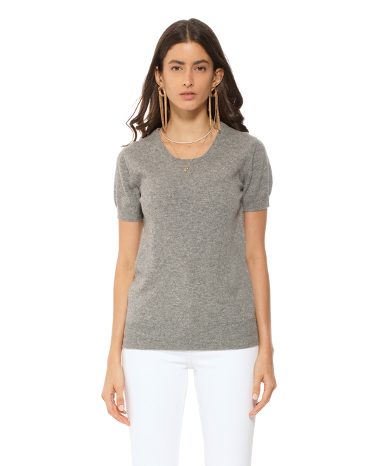 Monticelli Women's Pure Cashmere T-Shirt Medium Grey 1