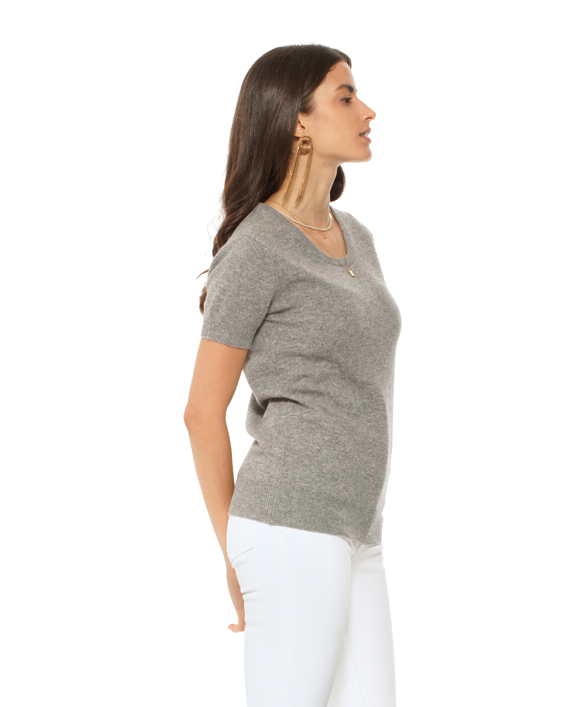 Monticelli Women's Pure Cashmere T-Shirt Medium Grey 3