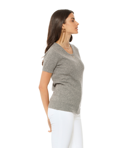 Monticelli Women's Pure Cashmere T-Shirt Medium Grey 3