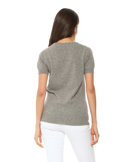 Monticelli Women's Pure Cashmere T-Shirt Medium Grey 2