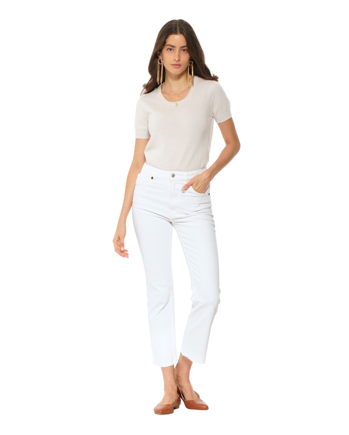 Monticelli Women's Pure Cashmere T-Shirt Off White 4
