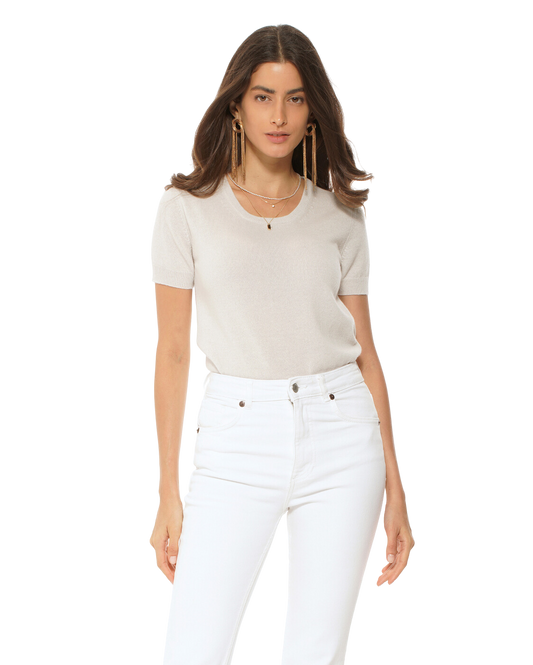 Monticelli Women's Pure Cashmere T-Shirt Off White 1