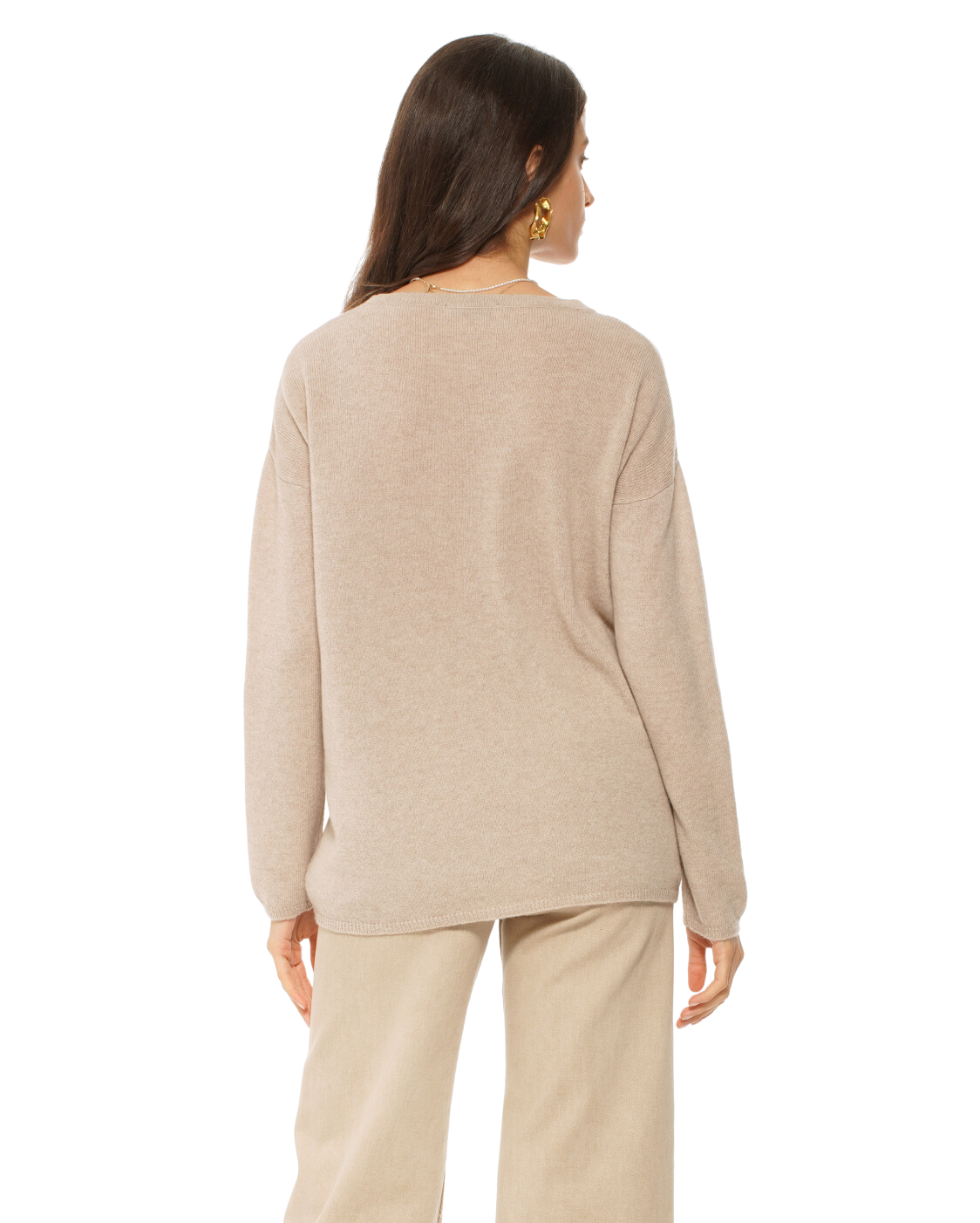 Monticelli Women's Oversized Cashmere Boatneck Sweater Beige 4