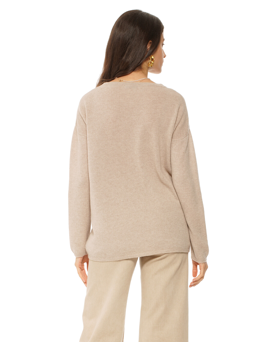 Monticelli Women's Oversized Cashmere Boatneck Sweater Beige 3