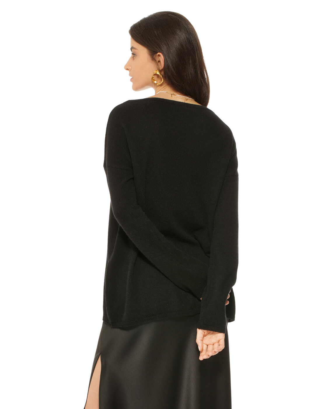 Monticelli Women's Oversized Cashmere Boatneck Sweater Black 2