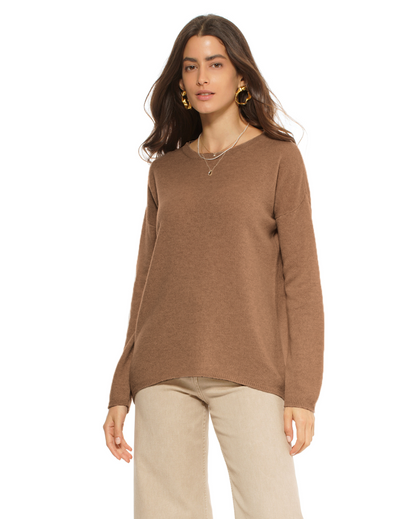 Monticelli Women's Oversized Cashmere Boatneck Sweater Brown 1