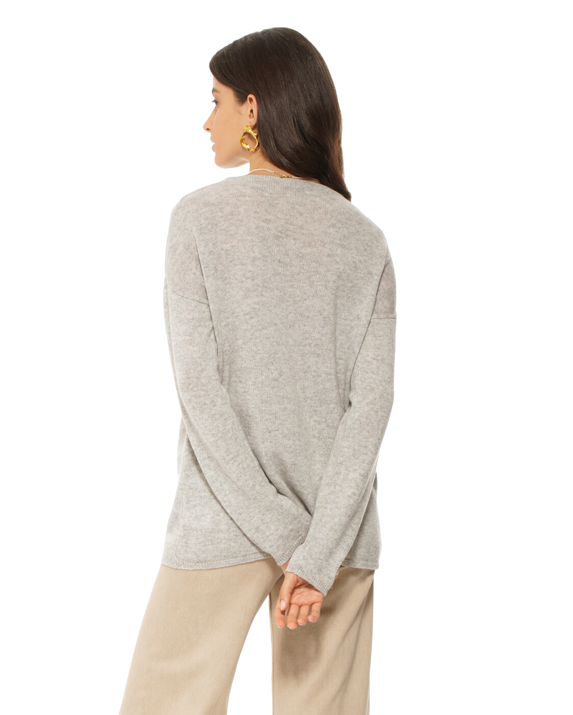 Monticelli Women's Oversized Cashmere Boatneck Sweater Light Grey 3