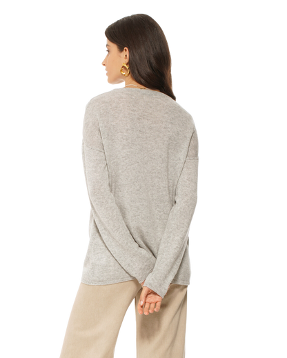 Monticelli Women's Oversized Cashmere Boatneck Sweater Light Grey 3