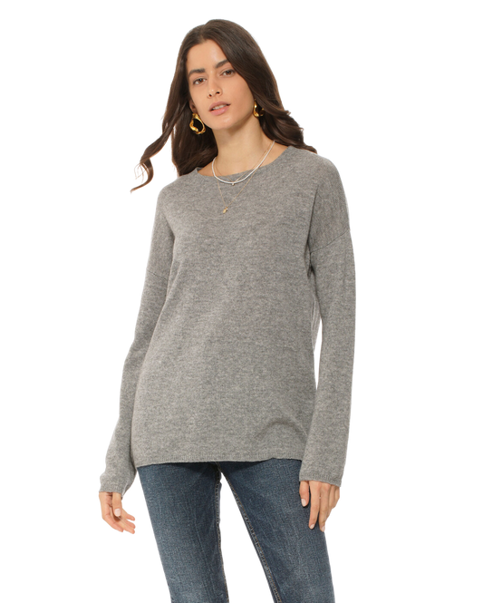 Monticelli Women's Oversized Cashmere Boatneck Sweater Medium Grey 1