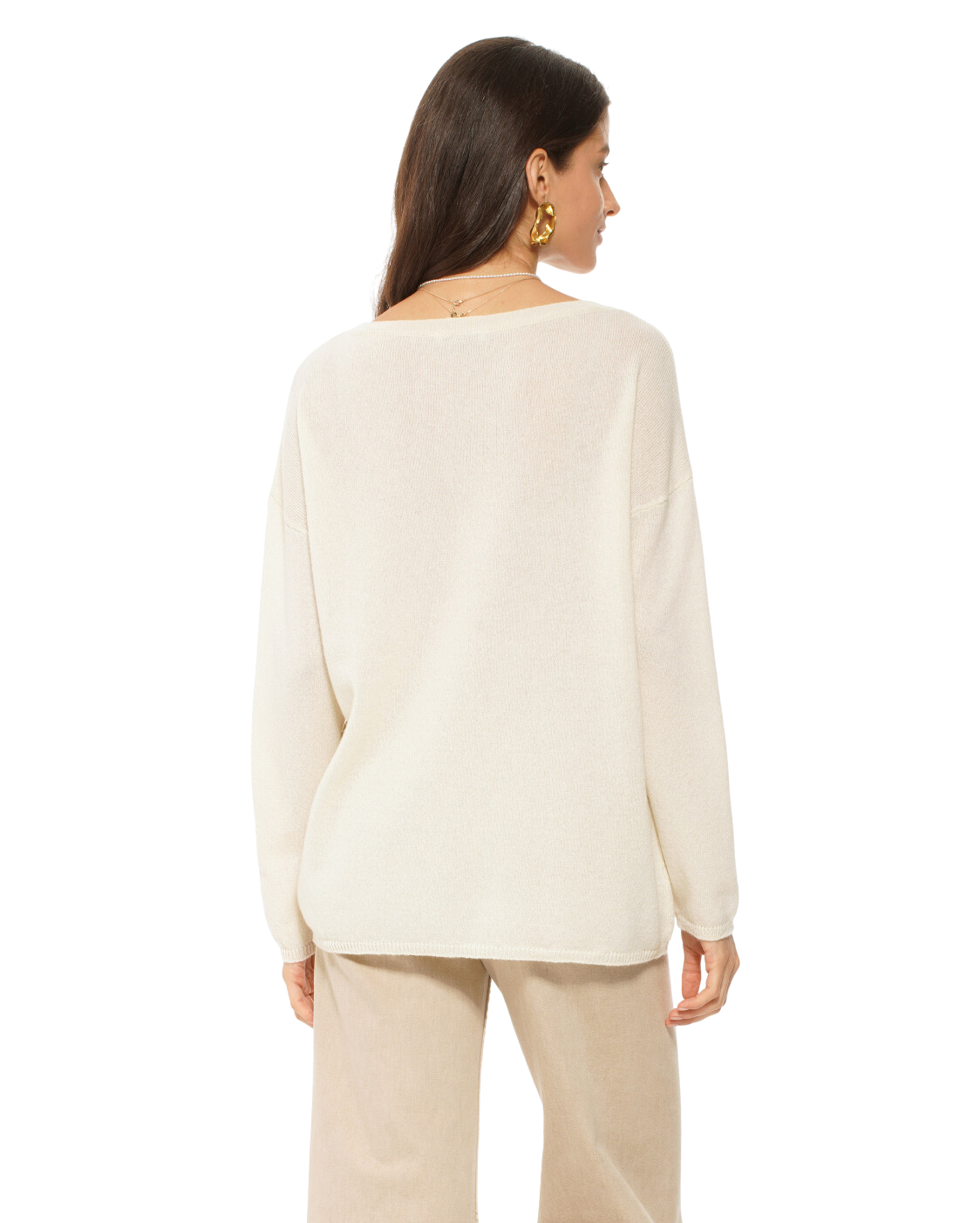 Monticelli Women's Oversized Cashmere Boatneck Sweater Beige 2