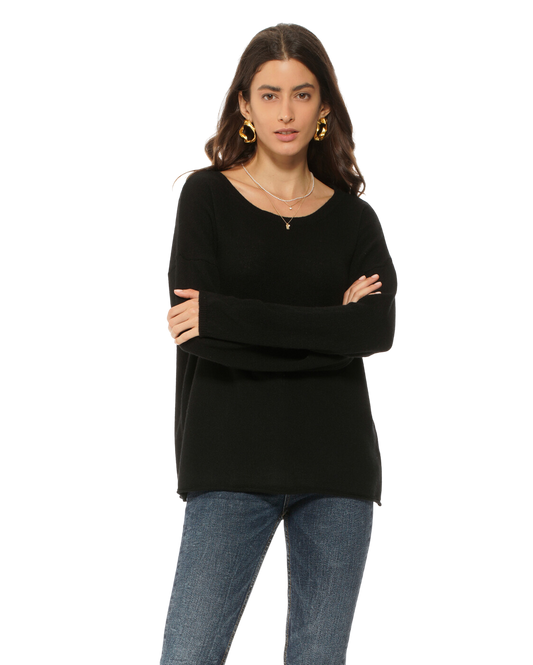 Monticelli Women's Pure Cashmere Lounge Sweater Black 1