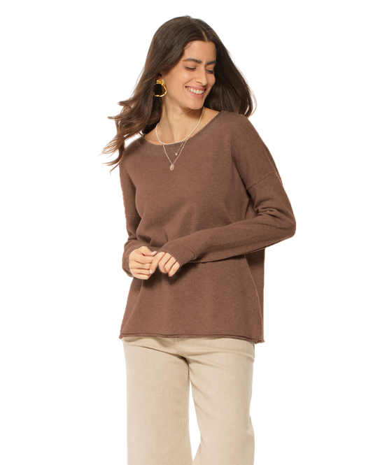 Monticelli Women's Pure Cashmere Lounge Sweater Brown 1