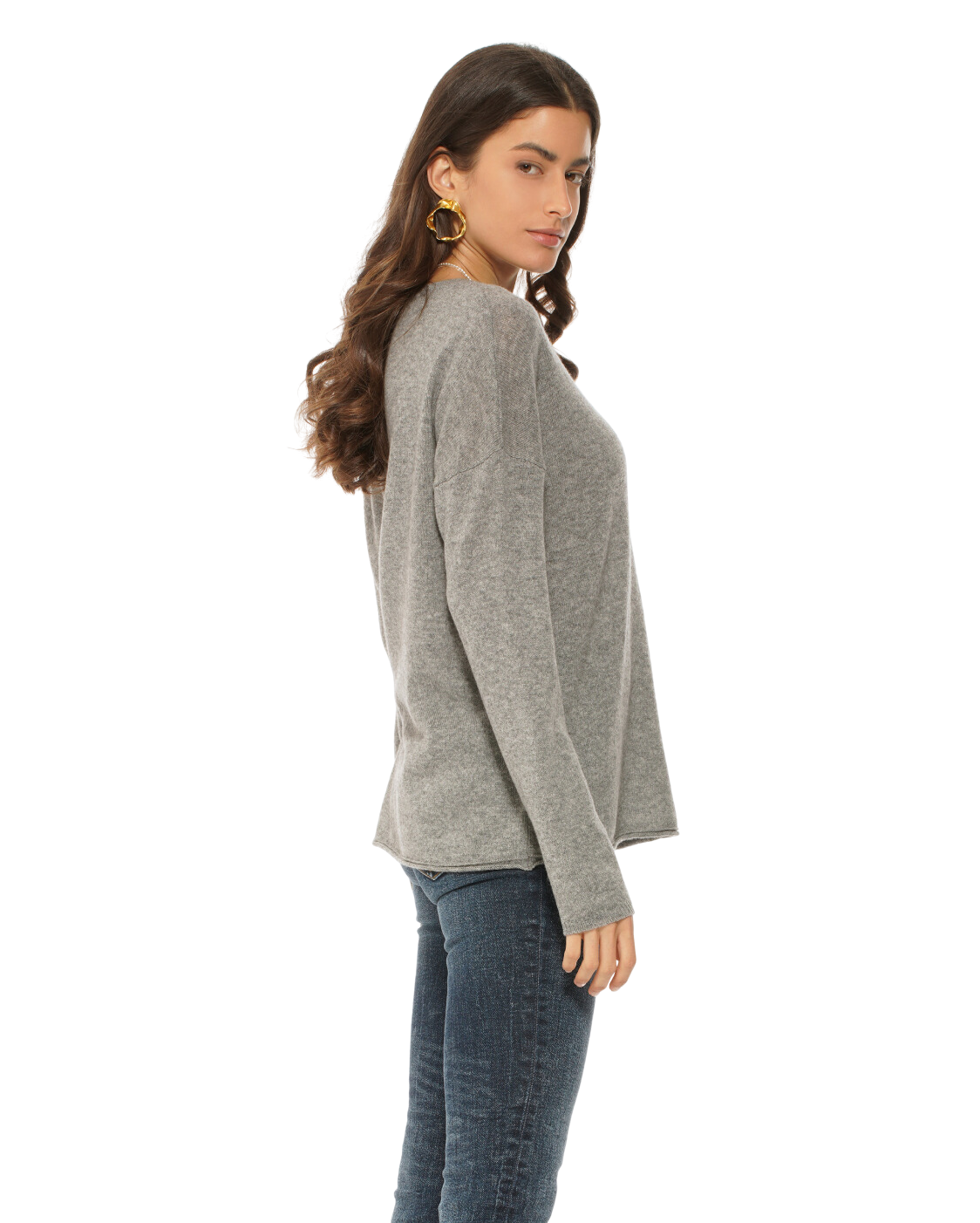 Monticelli Women's Pure Cashmere Lounge Sweater Medium Grey 3