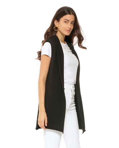 Monticelli Women's Pure Cashmere Sleeveless Cardigan Black 2