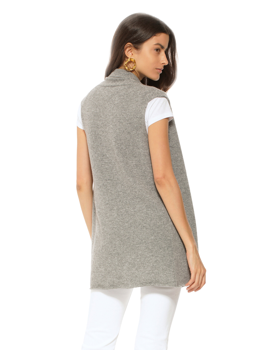 Monticelli Women's Pure Cashmere Sleeveless Cardigan Medium Grey 3