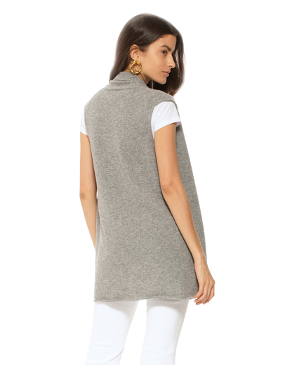 Monticelli Women's Pure Cashmere Sleeveless Cardigan Medium Grey 3