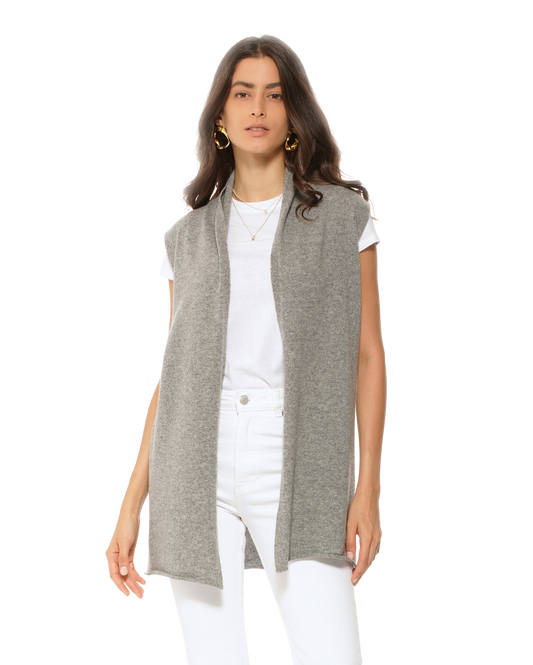 Monticelli Women's Pure Cashmere Sleeveless Cardigan Medium Grey 1