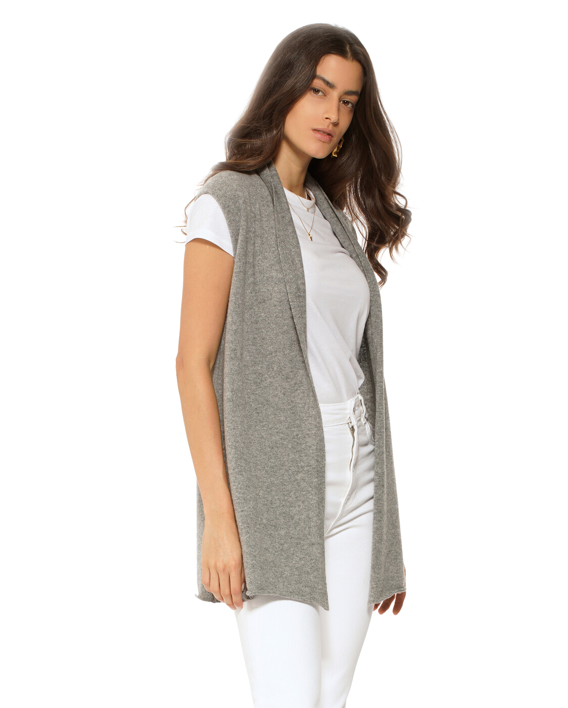 Monticelli Women's Pure Cashmere Sleeveless Cardigan Medium Grey 2